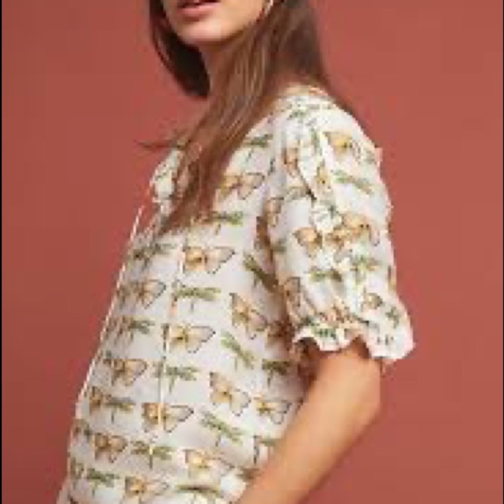Maeve Butterfly Printed Flutter Blouse